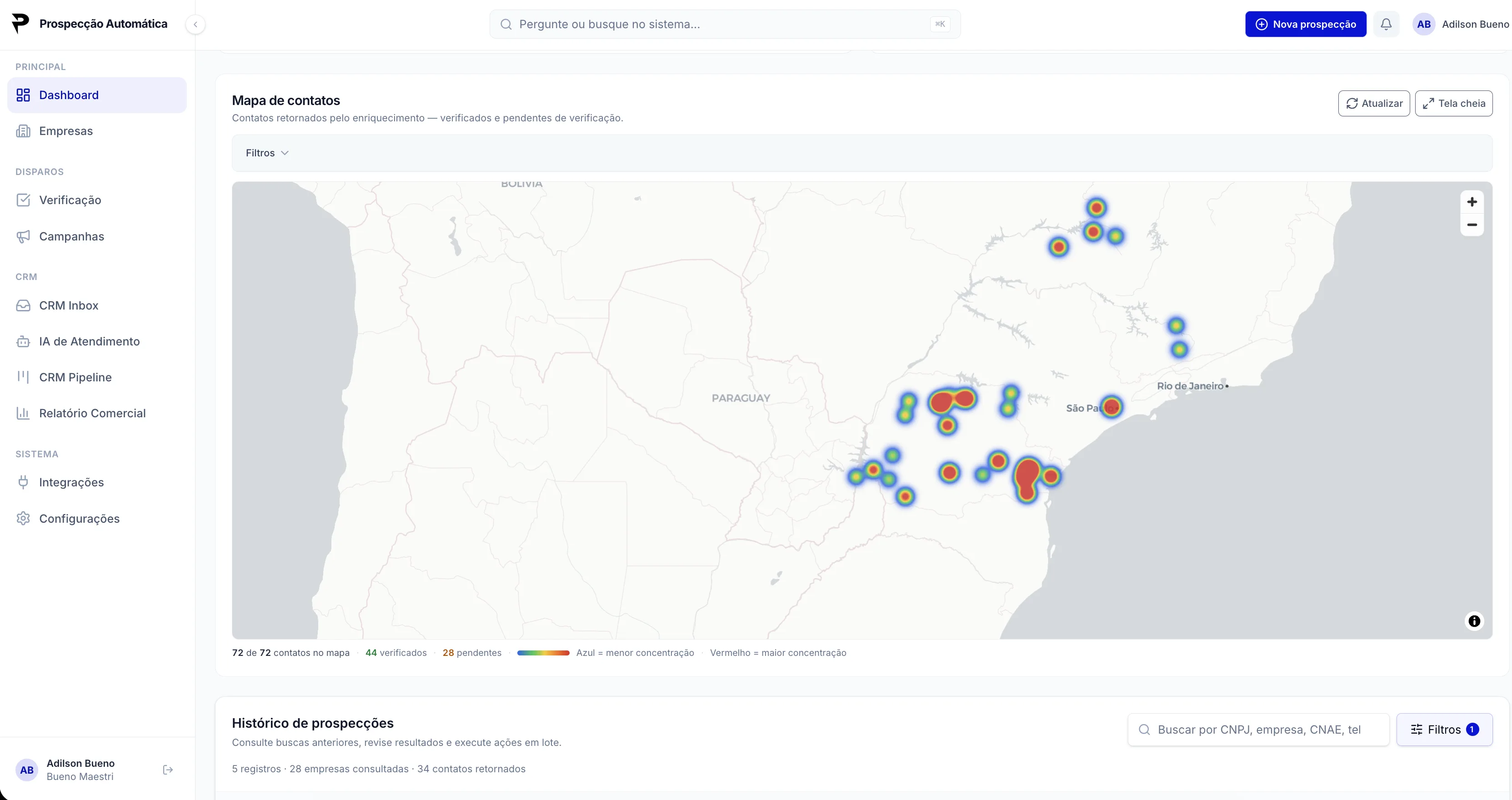 Prospecção Automática — plataforma de prospecção B2B